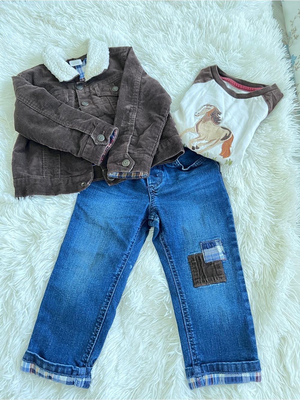 Gymboree Brown Corduroy Jacket & Blue Jeans Matching Set